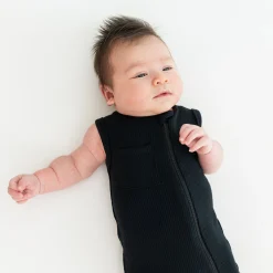 Kyte Baby Ribbed Zippered Sleeveless Romper in Midnight