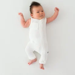 Kyte Baby Ribbed Zippered Sleeveless Romper in Cloud Best