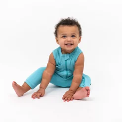 Kyte Baby Ribbed Zippered Sleeveless Romper in Makai Clearance