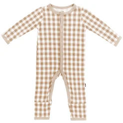 Kyte Baby Romper in Gingham Bisque Clearance