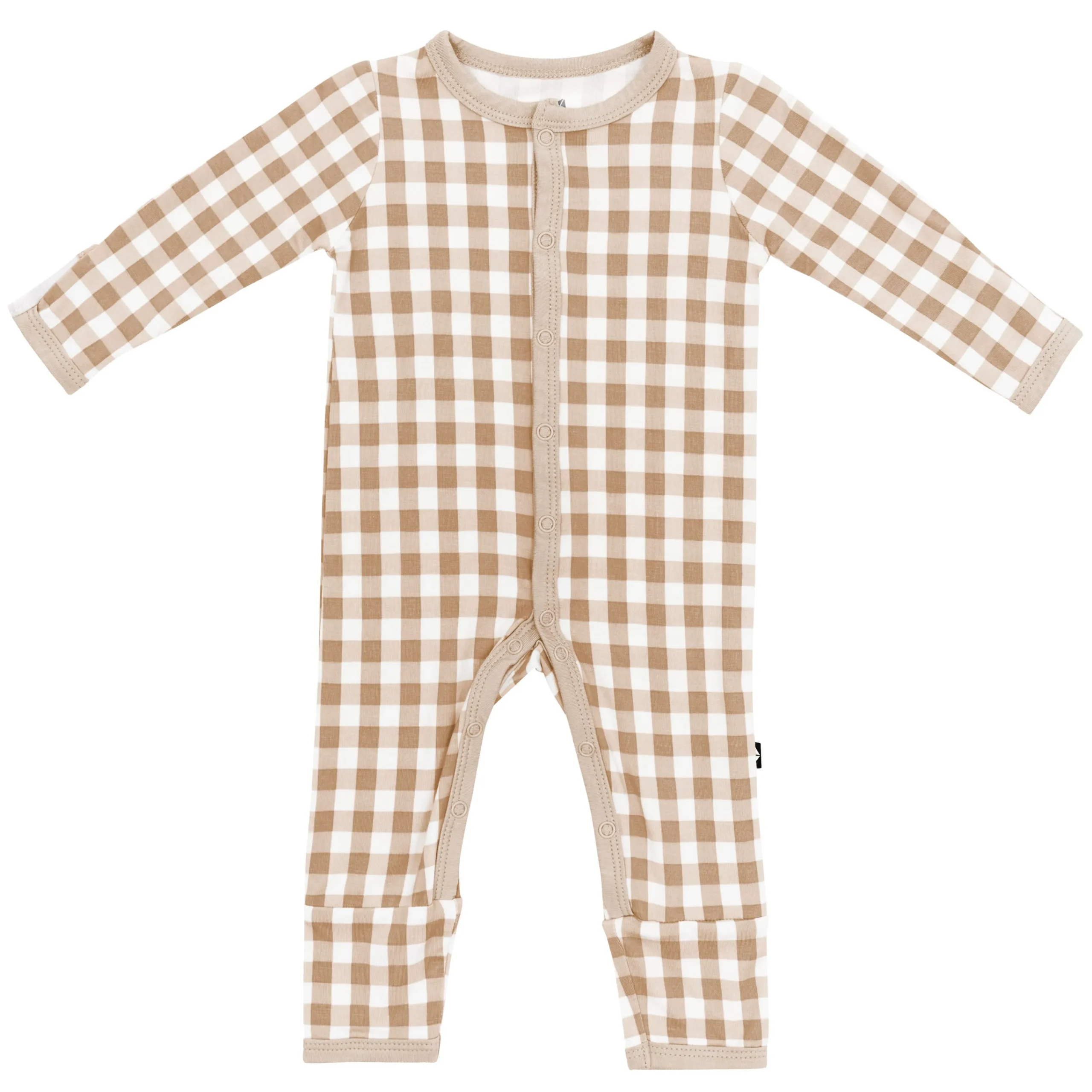Kyte Baby Romper in Gingham Bisque Clearance