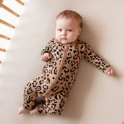 Kyte Baby Romper in Latte Leopard Outlet
