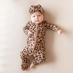 Kyte Baby Romper in Latte Leopard Outlet