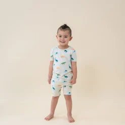 Kyte Baby Short Sleeve Pajamas in Ecru Roar Best
