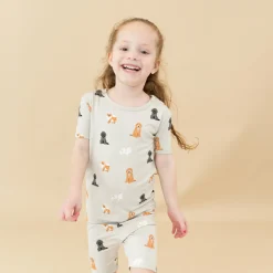 Kyte Baby Short Sleeve Pajamas in Fluffy Dog Hot