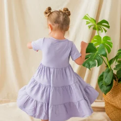 Kyte Baby Short Sleeve Tiered Dress in Taro Best