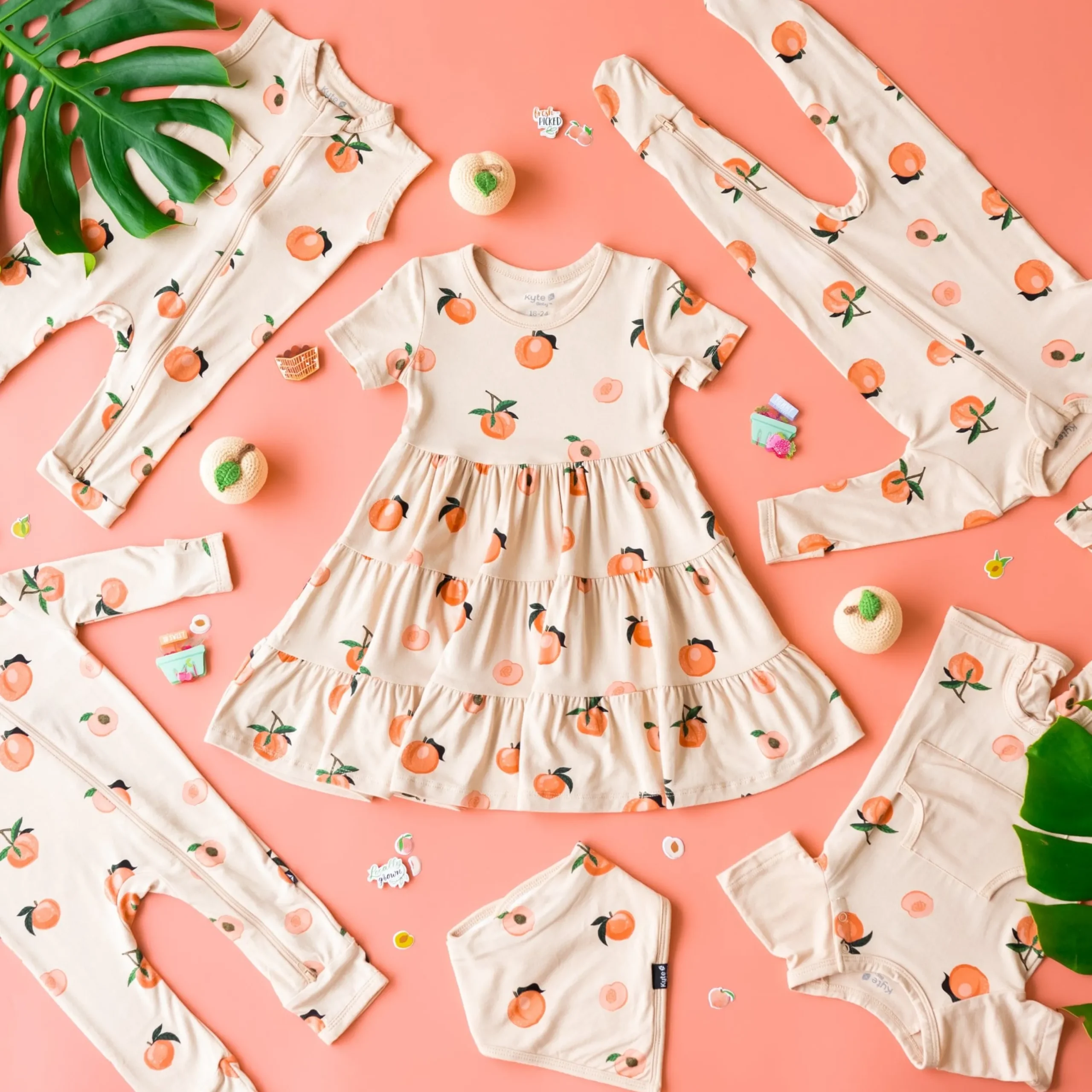 Kyte Baby Short Sleeve Tiered Dress in Peach Best
