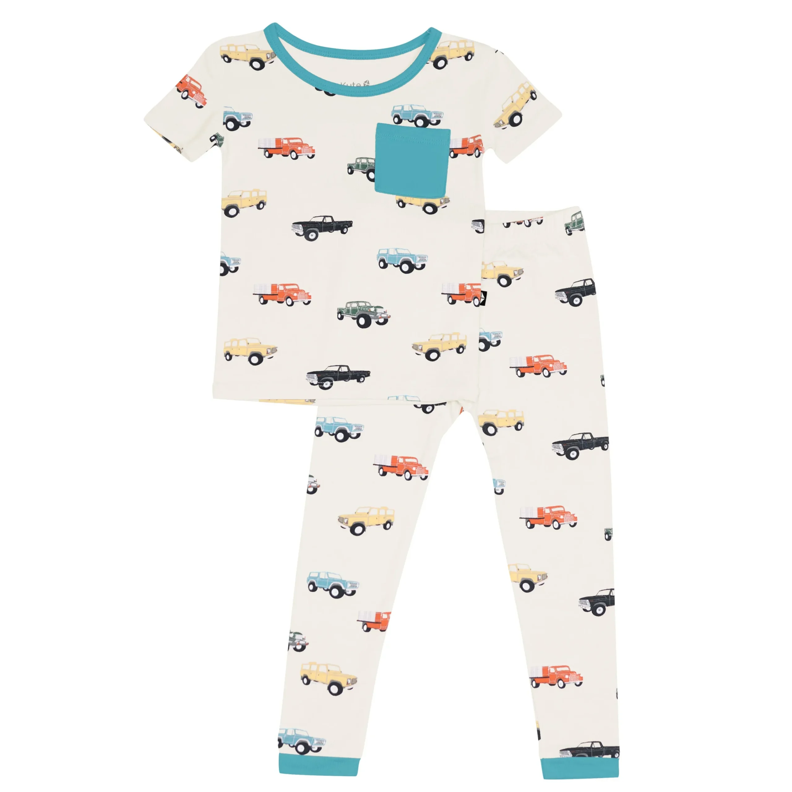 Kyte Baby Short Sleeve with Pants Pajamas in Vintage Truck New