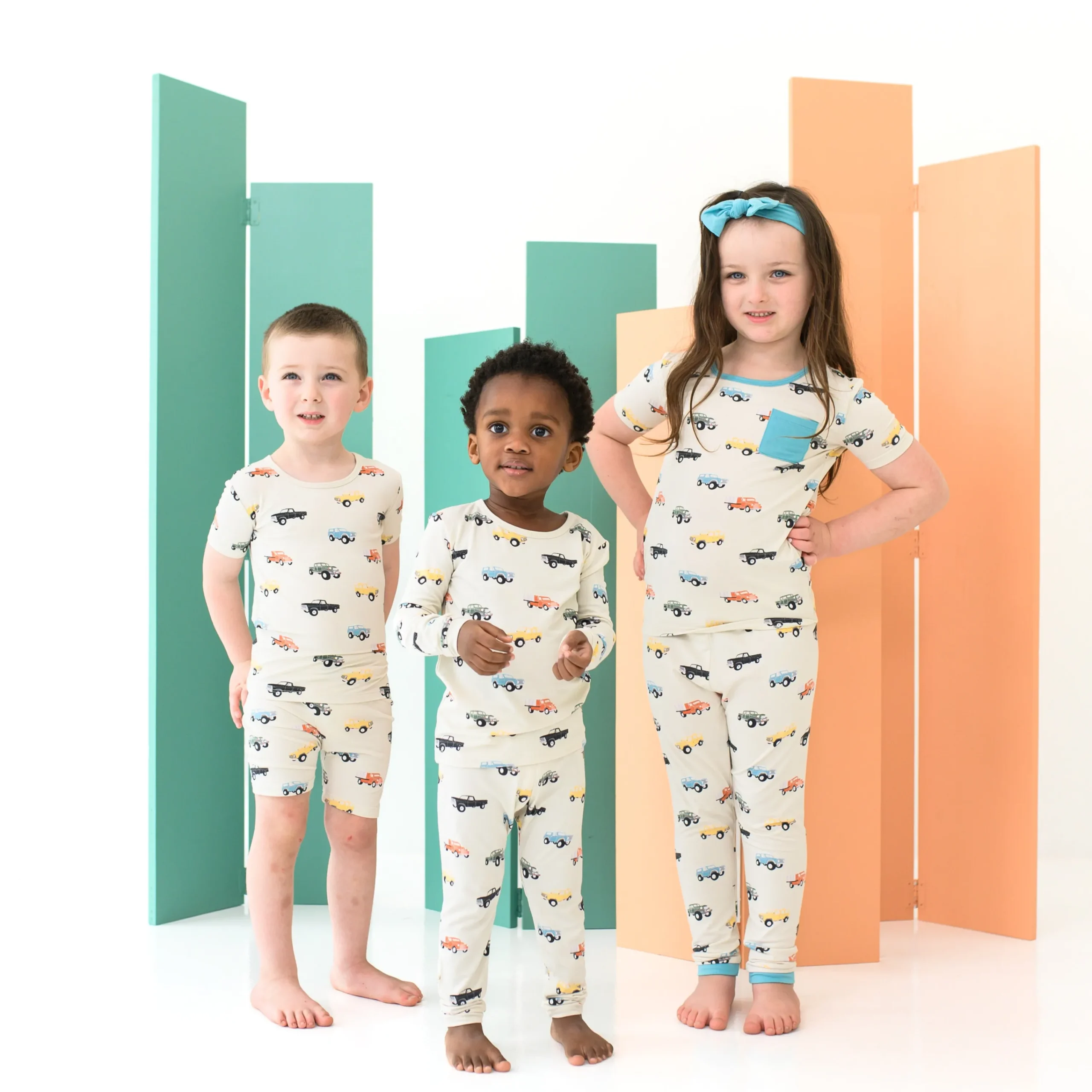 Kyte Baby Short Sleeve with Pants Pajamas in Vintage Truck New
