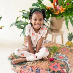 Kyte Baby Short Sleeve with Pants Pajamas in Peach