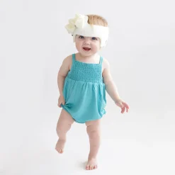 Kyte Baby Smocked Bubble Romper in Makai Best