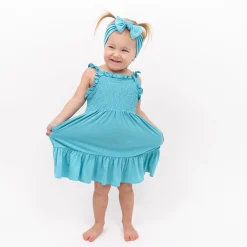 Kyte Baby Smocked Dress in Makai