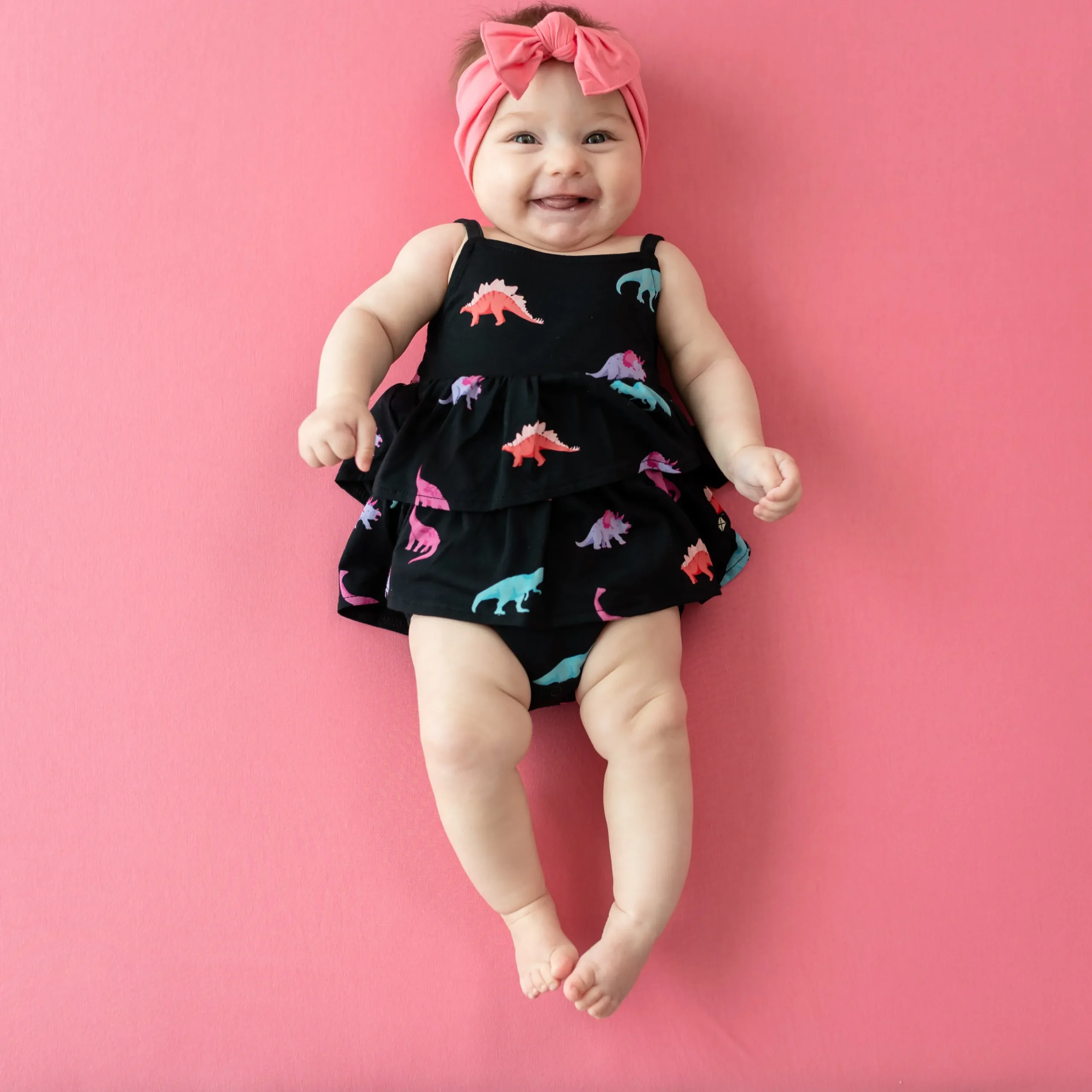 Kyte Baby Spaghetti Strap Ruffle Romper in Midnight Roar