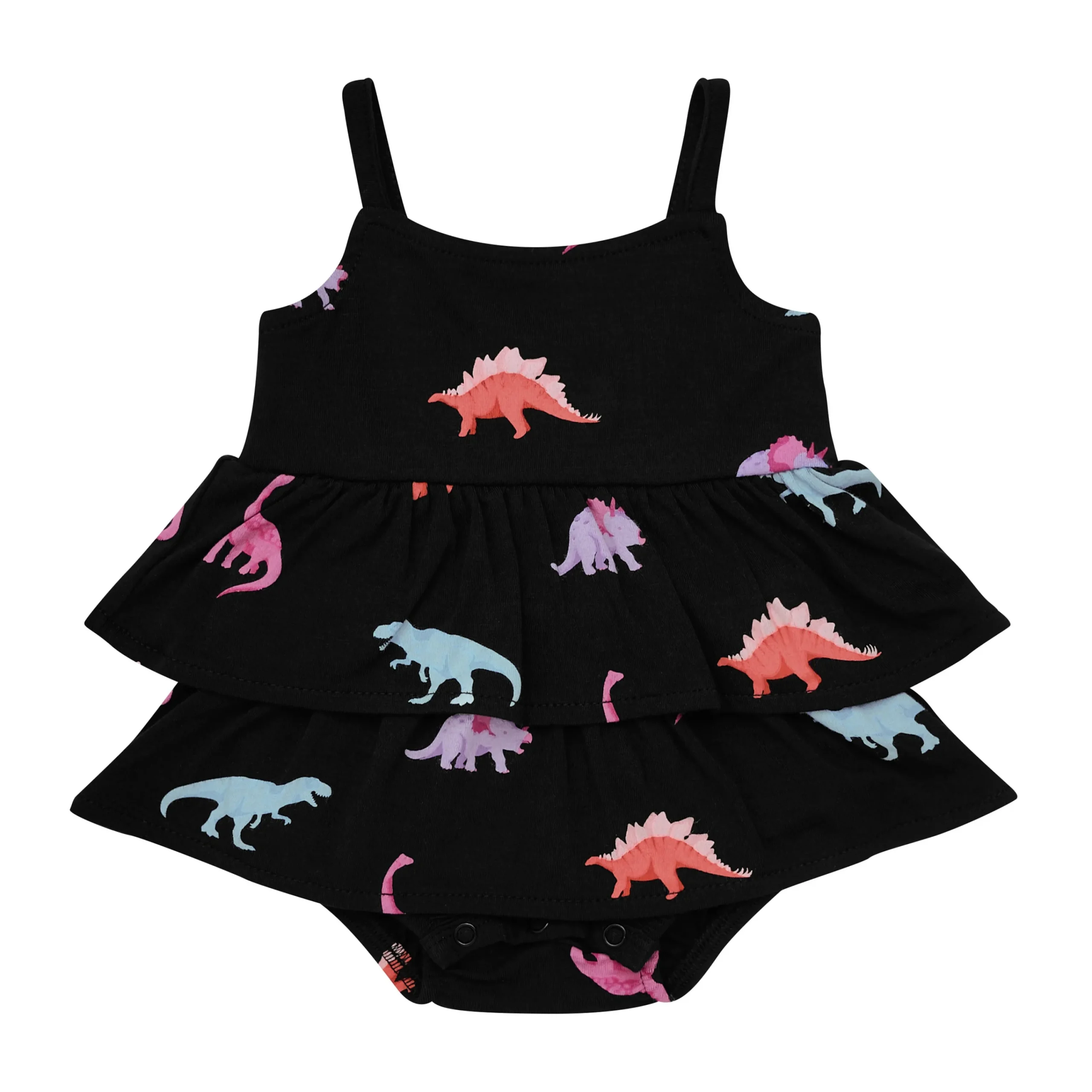 Kyte Baby Spaghetti Strap Ruffle Romper in Midnight Roar