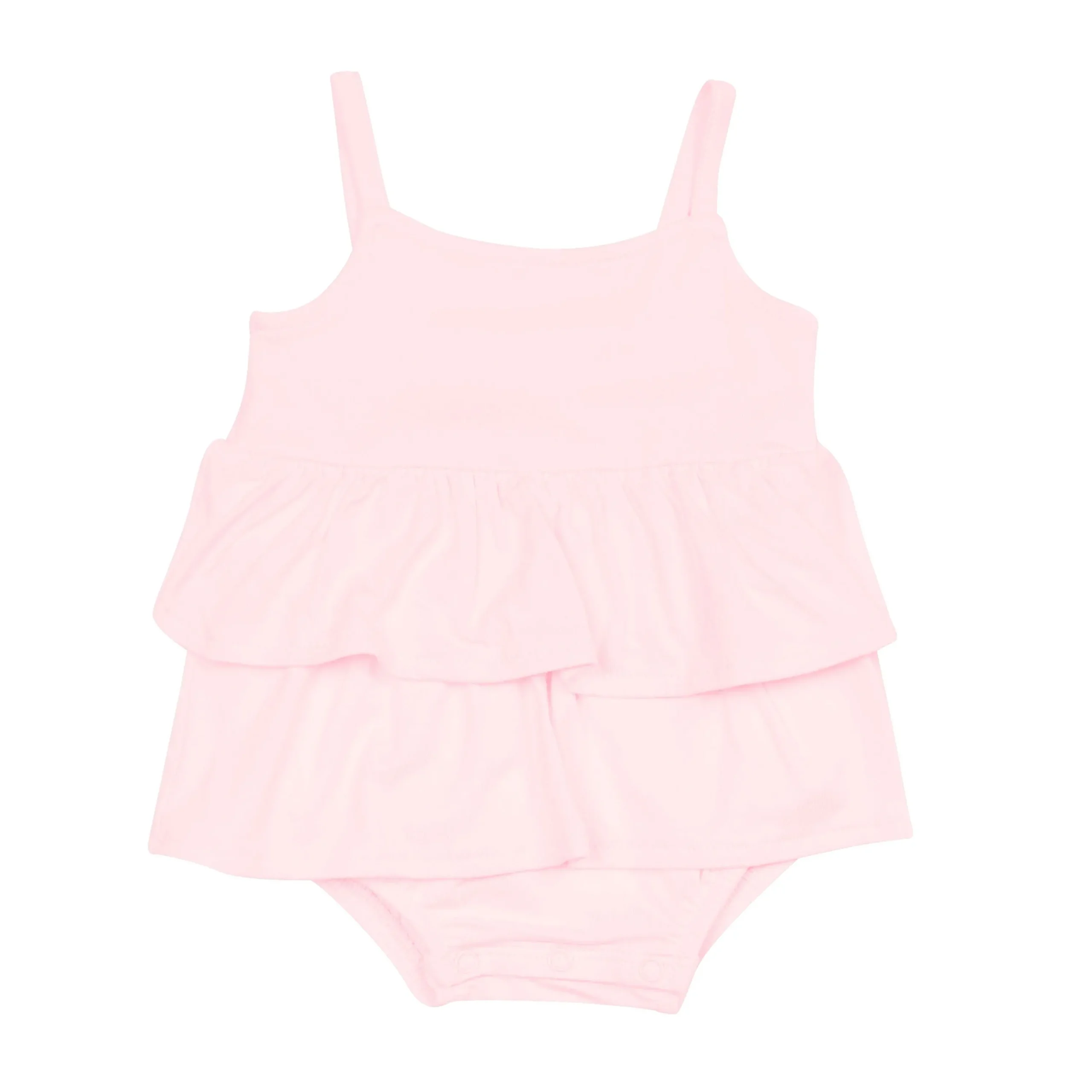 Kyte Baby Spaghetti Strap Ruffle Romper in Sakura