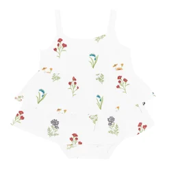 Kyte Baby Spaghetti Strap Ruffle Romper in Wildflower Sale