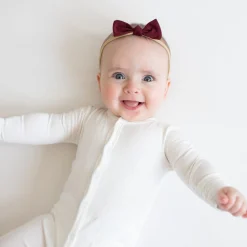 Kyte Baby Tiny Nylon Bow in Burgundy Best