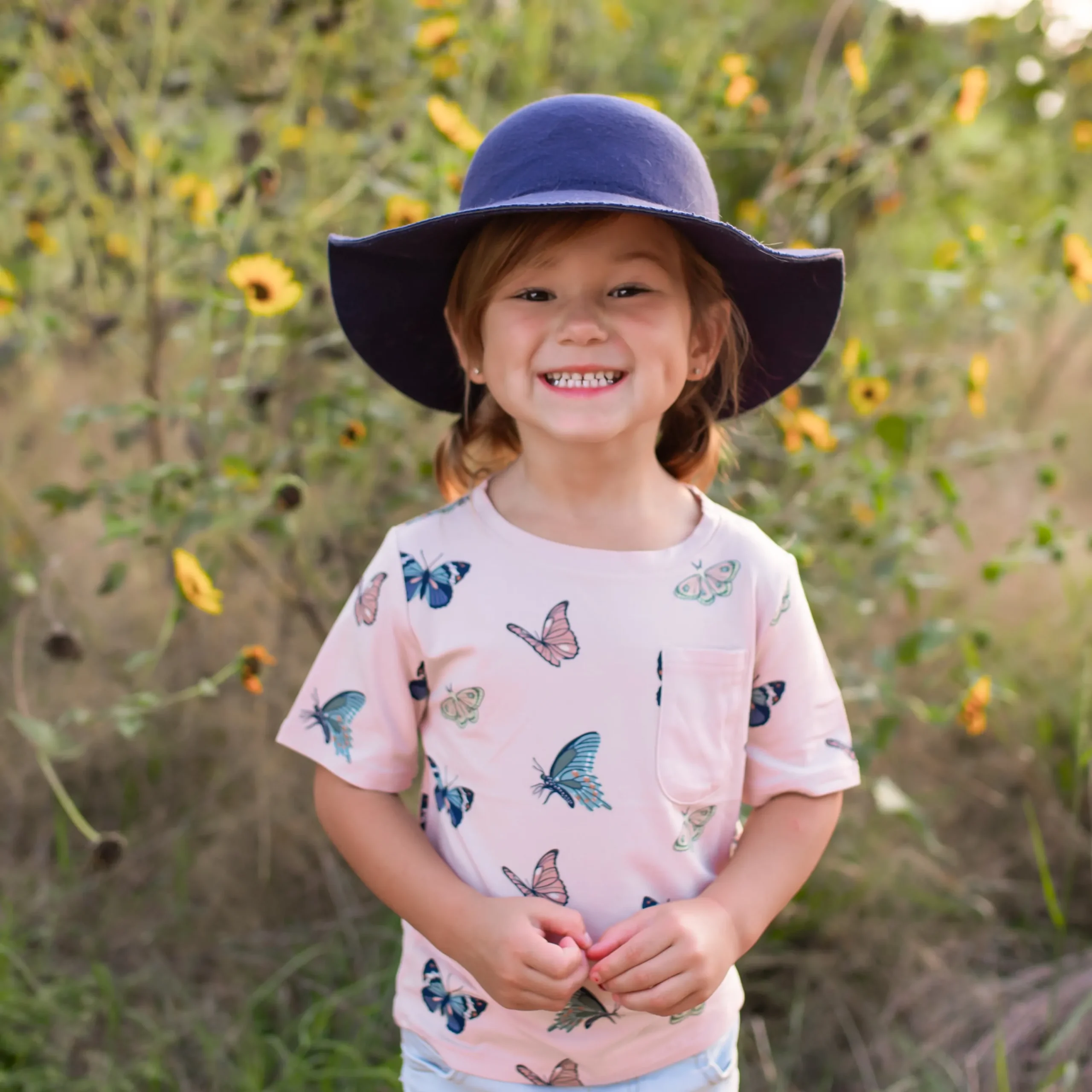 Kyte Baby Toddler Crew Neck Tee in Blush Butterfly Online