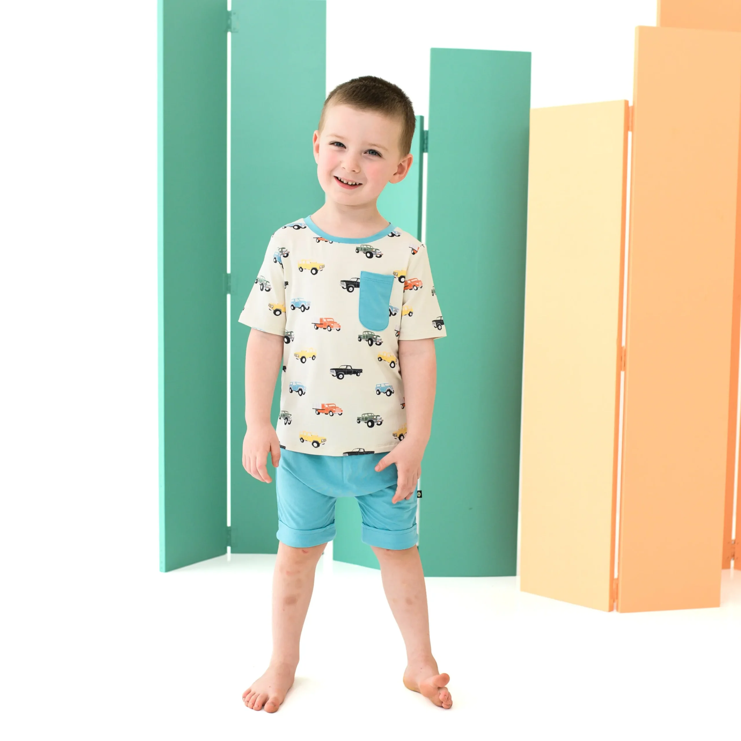 Kyte Baby Toddler Crew Neck Tee in Vintage Truck Outlet