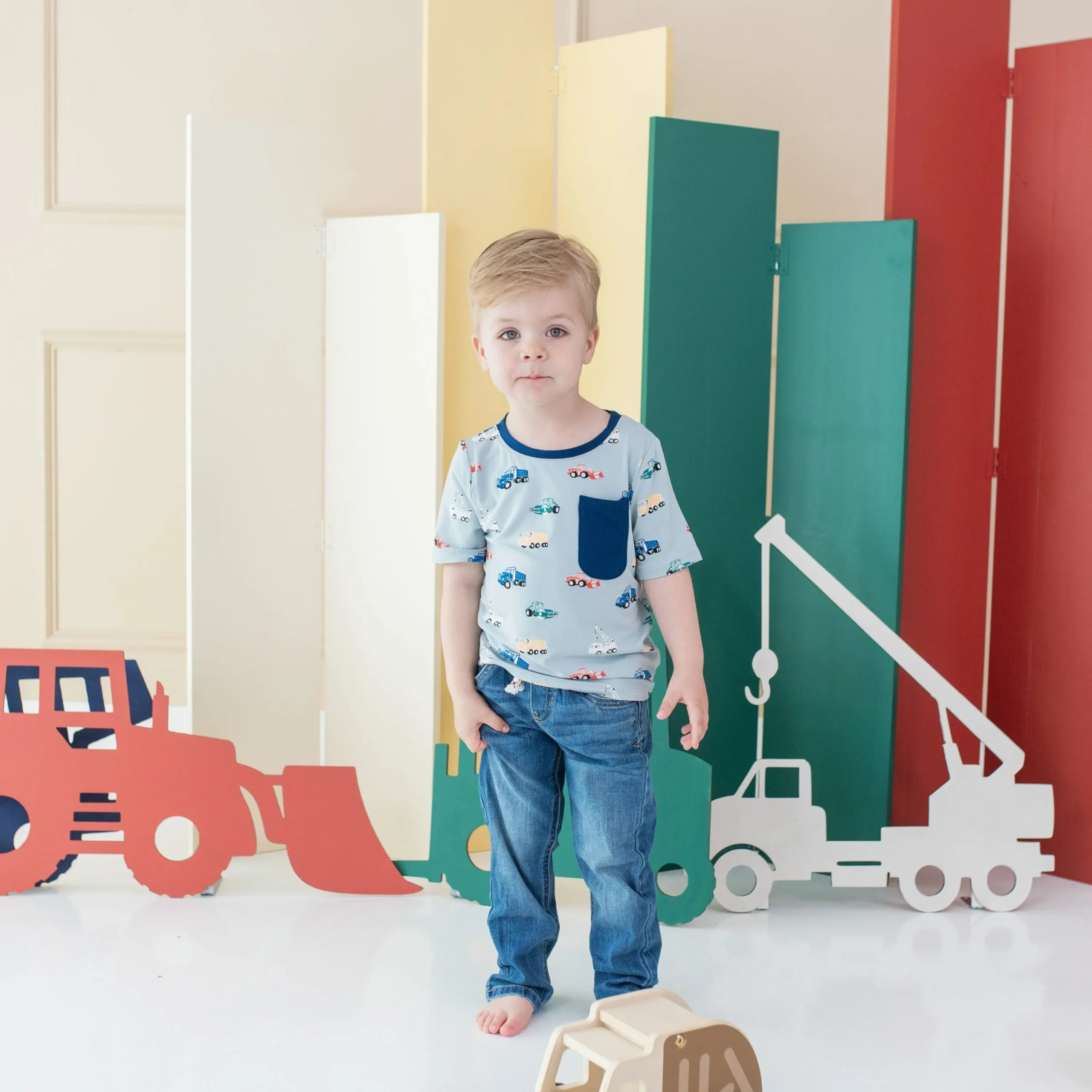 Kyte Baby Toddler Crew Neck Tee in Construction Clearance
