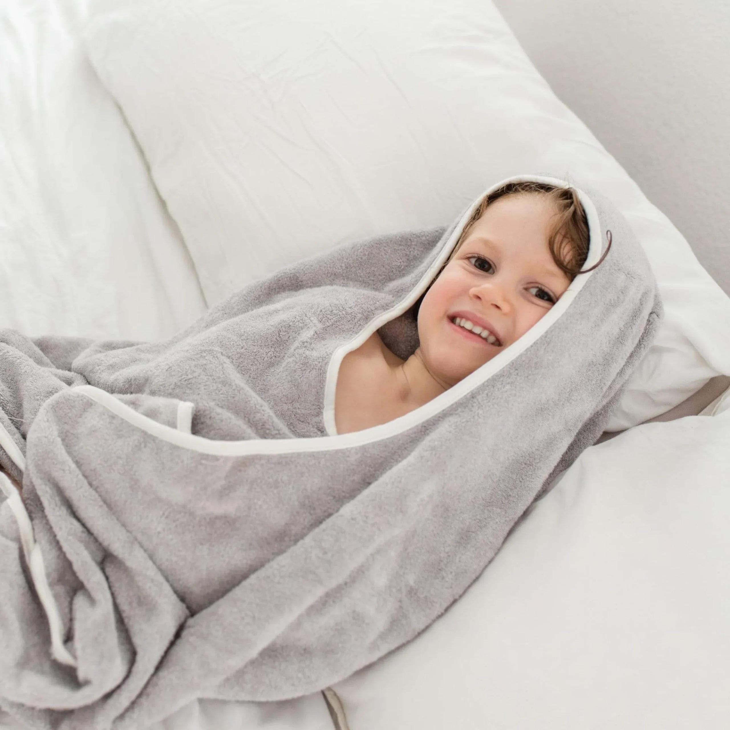 Kyte Baby Toddler Hooded Bath Towel in Storm with Cloud Trim Sale