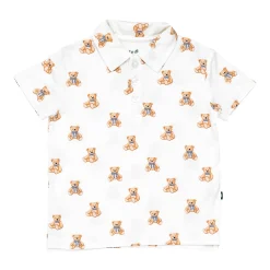 Kyte Baby Toddler Short Sleeve Polo in Teddy Bear Hot