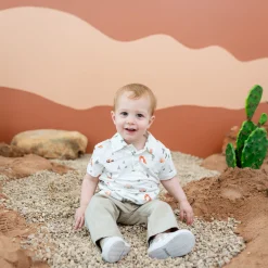 Kyte Baby Toddler Short Sleeve Polo in Road Trip Clearance