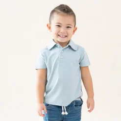 Kyte Baby Toddler Short Sleeve Polo in Fog Online