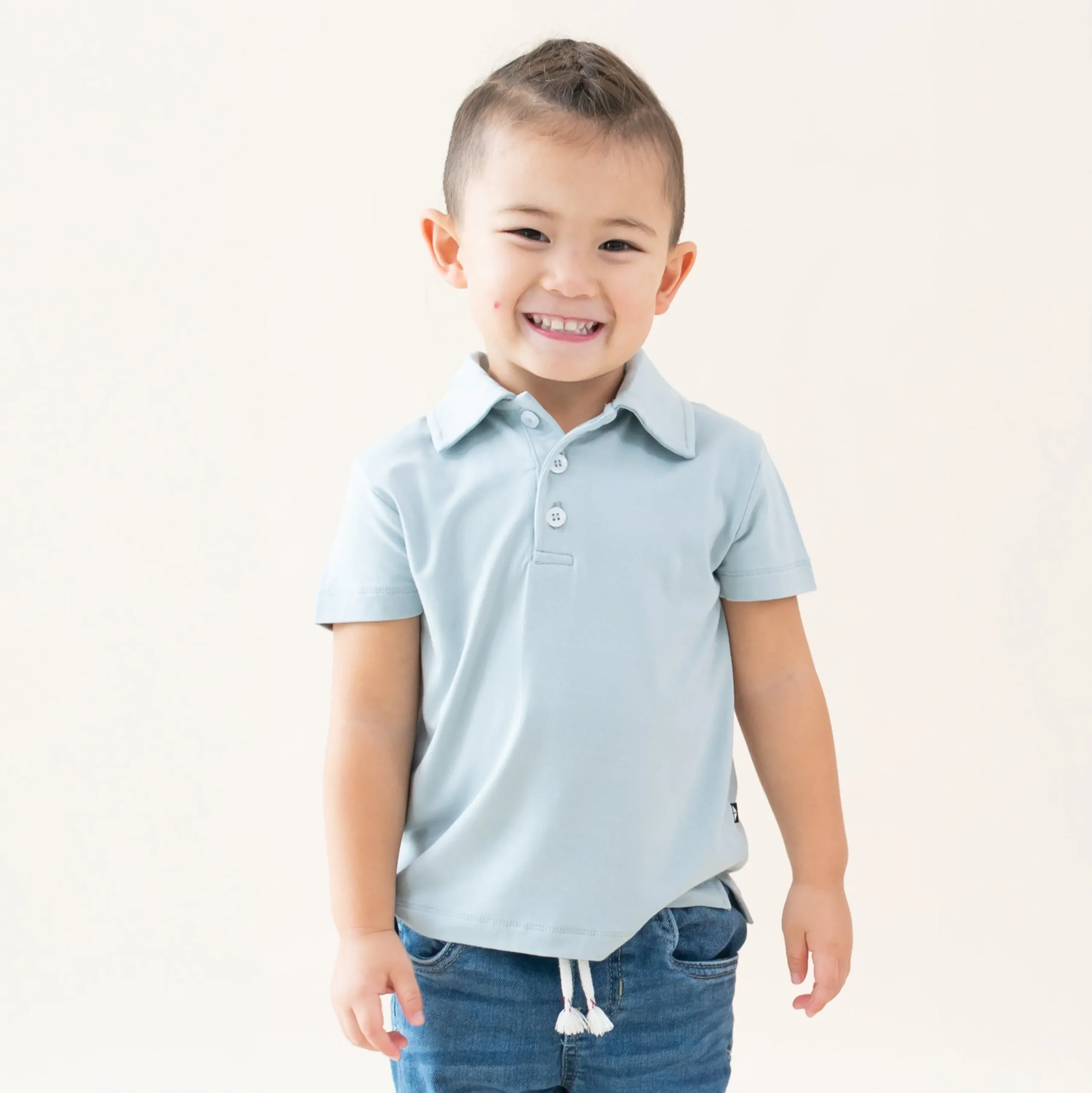 Kyte Baby Toddler Short Sleeve Polo in Fog Online