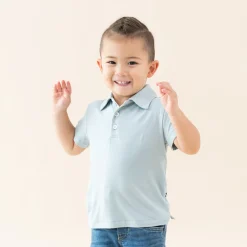 Kyte Baby Toddler Short Sleeve Polo in Fog Online