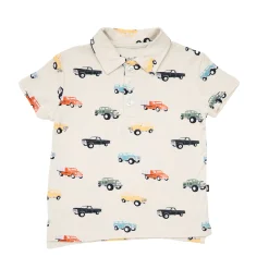 Kyte Baby Toddler Short Sleeve Polo in Vintage Truck New