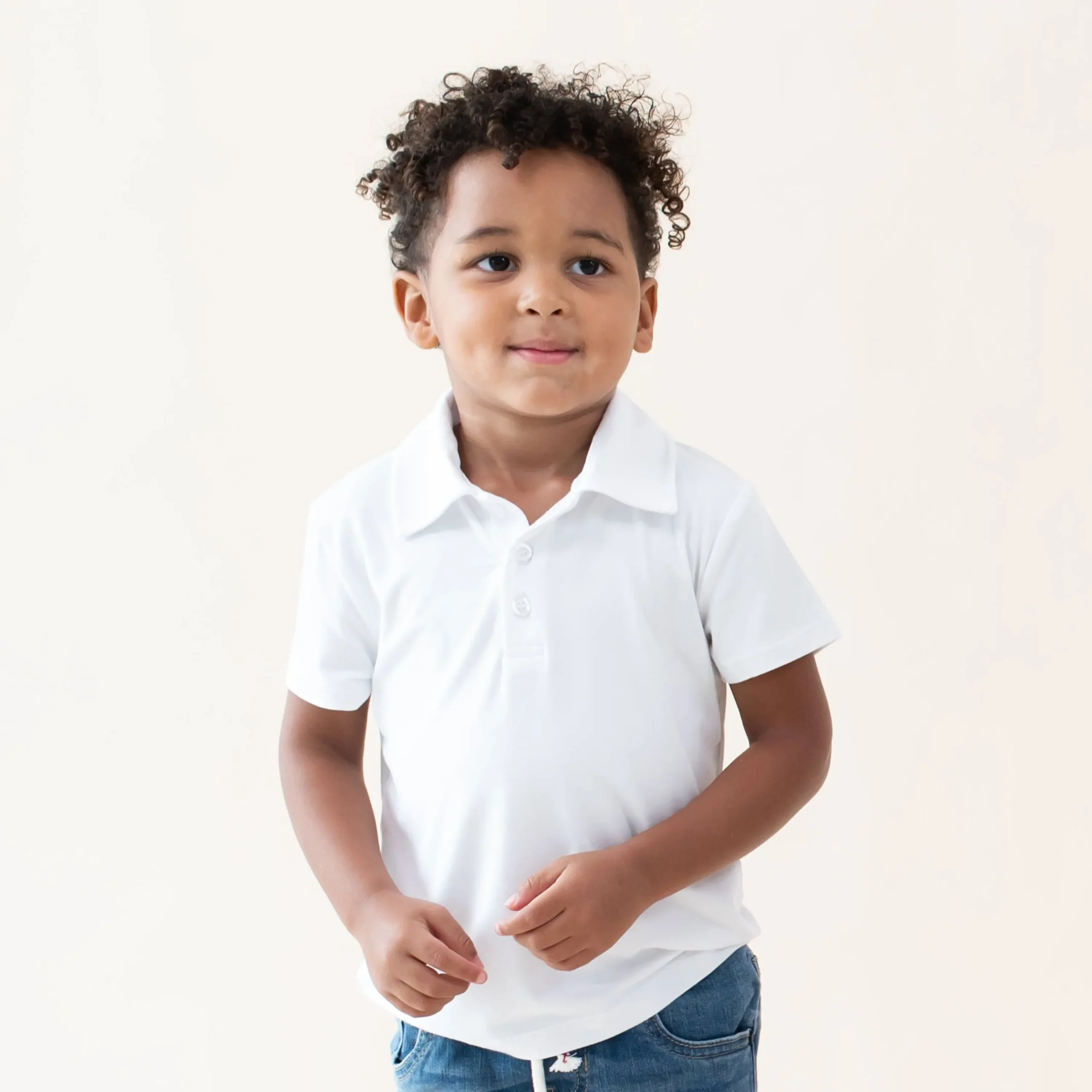 Kyte Baby Toddler Short Sleeve Polo in Snow Outlet