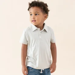 Kyte Baby Toddler Short Sleeve Polo in Oat Outlet