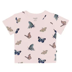 Kyte Baby Toddler V-Neck Tee in Blush Butterfly New