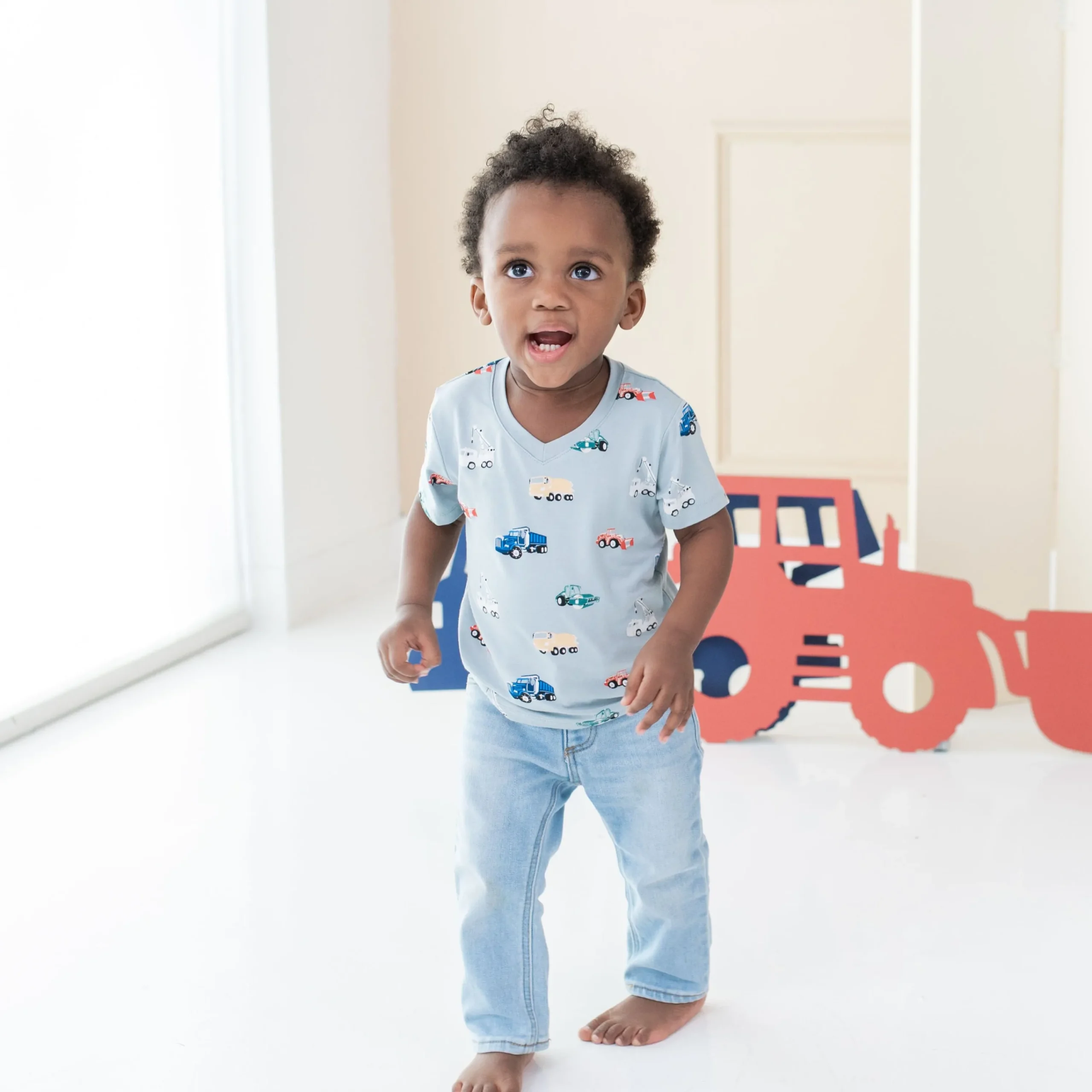 Kyte Baby Toddler V-Neck Tee in Construction Clearance