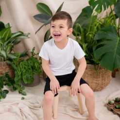 Kyte Baby Toddler V-Neck Tee in Snow Hot