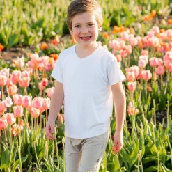 Kyte Baby Toddler V-Neck Tee in Snow Hot