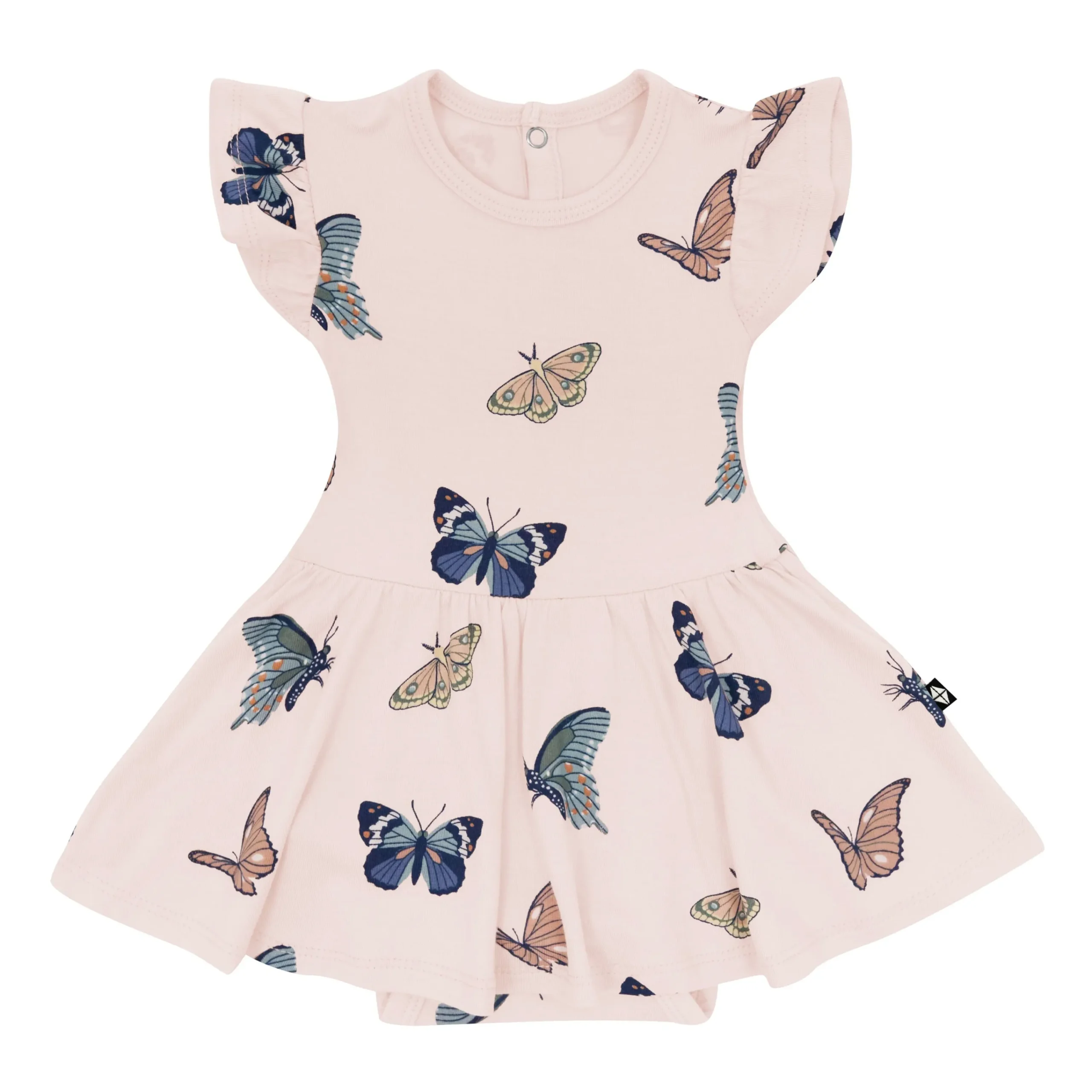 Kyte Baby Twirl Bodysuit Dress in Blush Butterfly Best