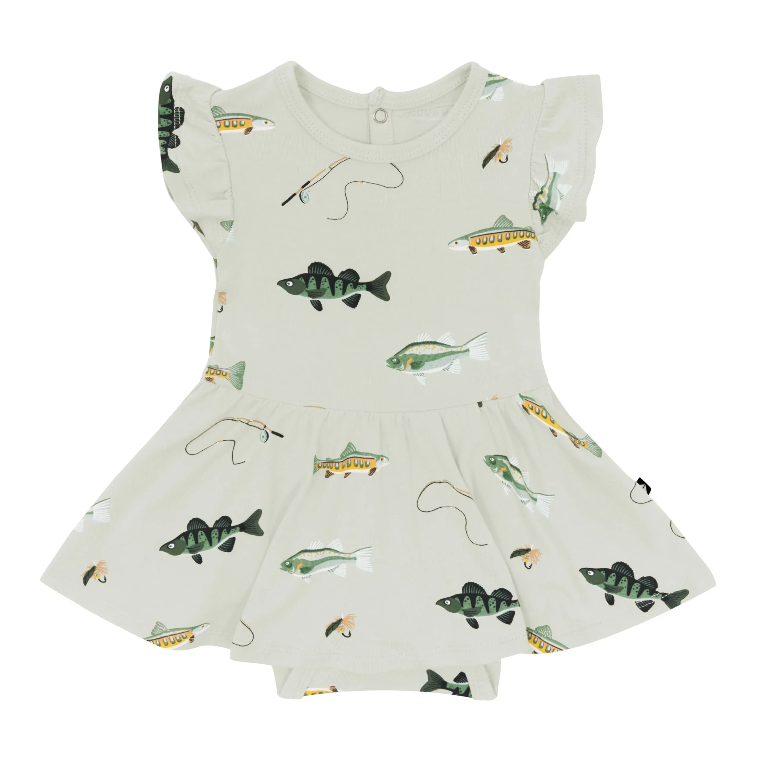 Kyte Baby Twirl Bodysuit Dress in Fishing Hot