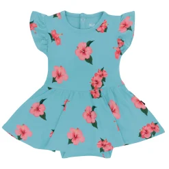 Kyte Baby Twirl Bodysuit Dress in Hibiscus Best