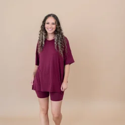 Kyte Baby Women’s Biker Short Set in Burgundy