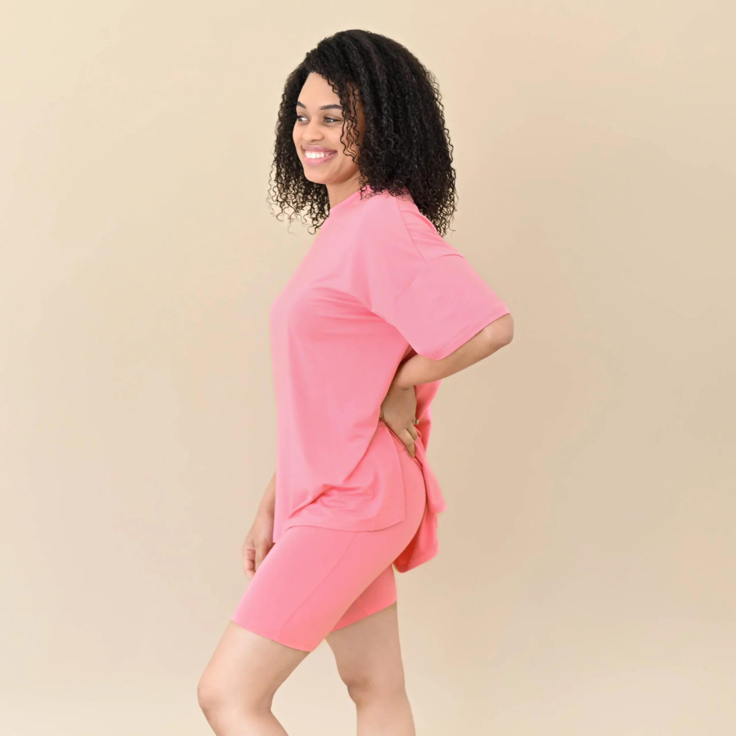 Kyte Baby Women’s Biker Short Set in Guava Hot