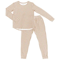 Kyte Baby Women's Jogger Pajama Set in Gingham Bisque Hot
