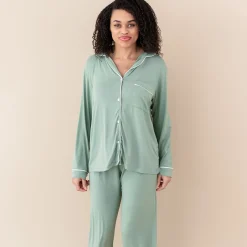 Kyte Baby Women's Long Sleeve Pajama Set in Thyme with Cloud Trim