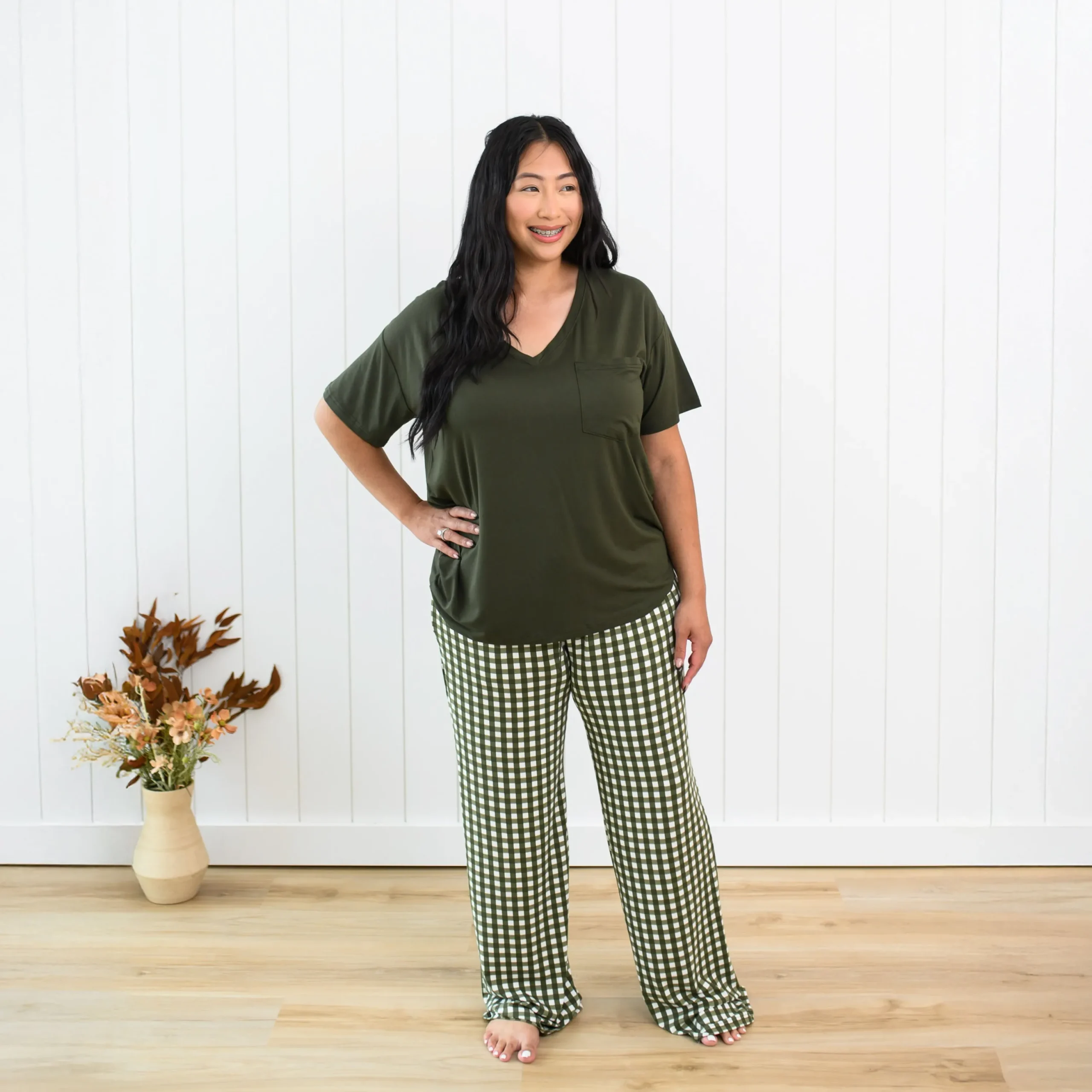 Kyte Baby Women's Lounge Pants in Gingham Fir Outlet