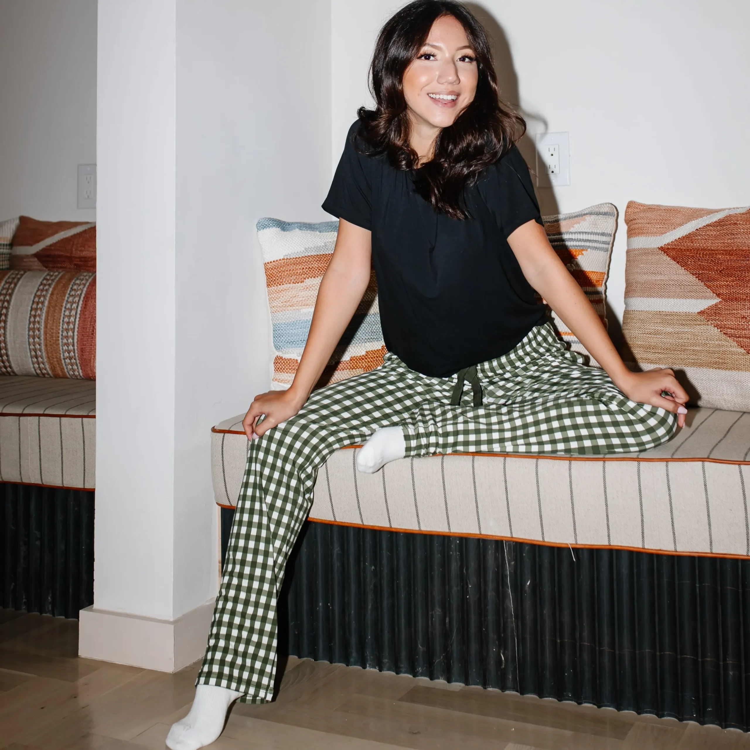Kyte Baby Women's Lounge Pants in Gingham Fir Outlet