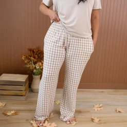 Kyte Baby Women's Lounge Pants in Gingham Bisque Discount