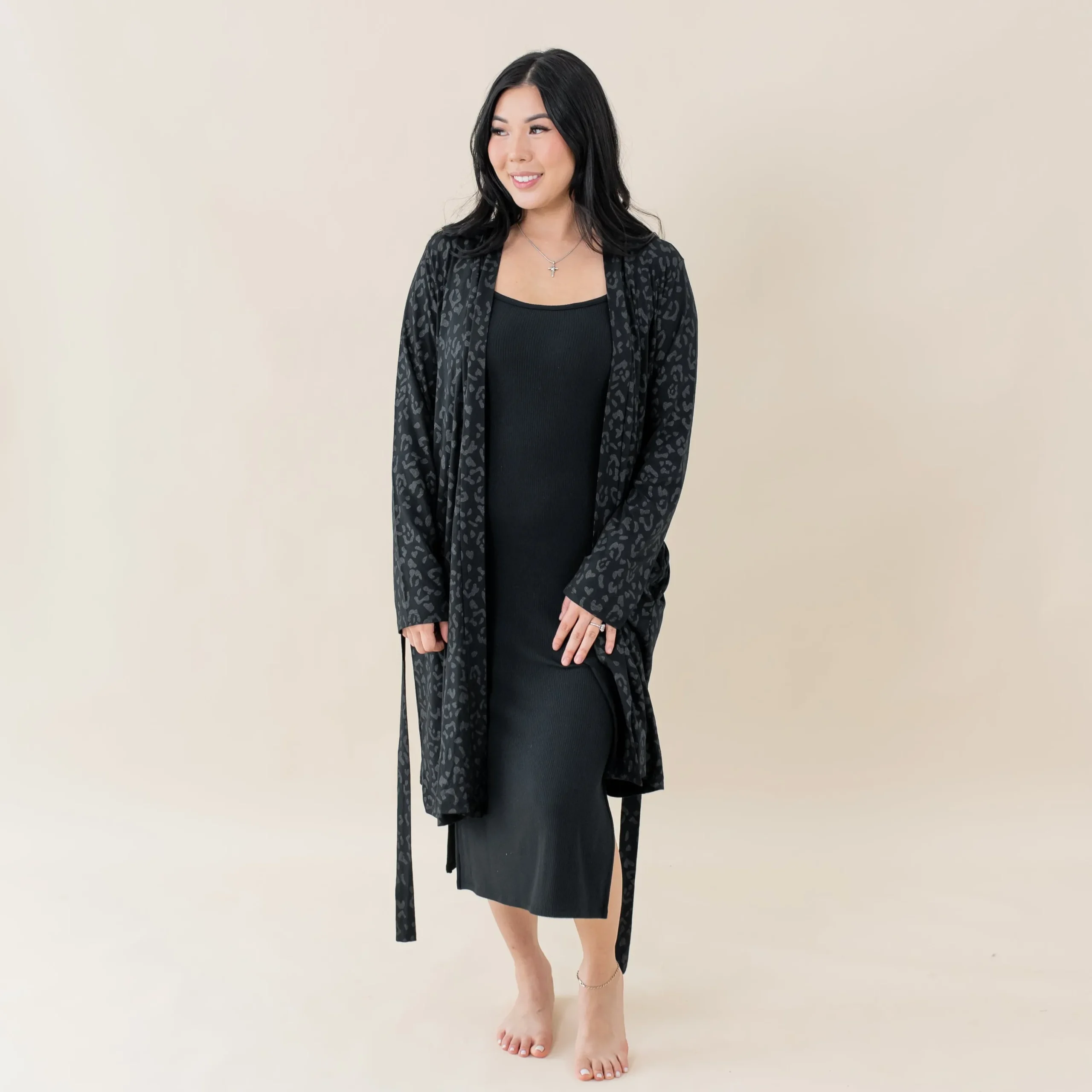 Kyte Baby Women's Lounge Robe in Midnight Leopard Outlet