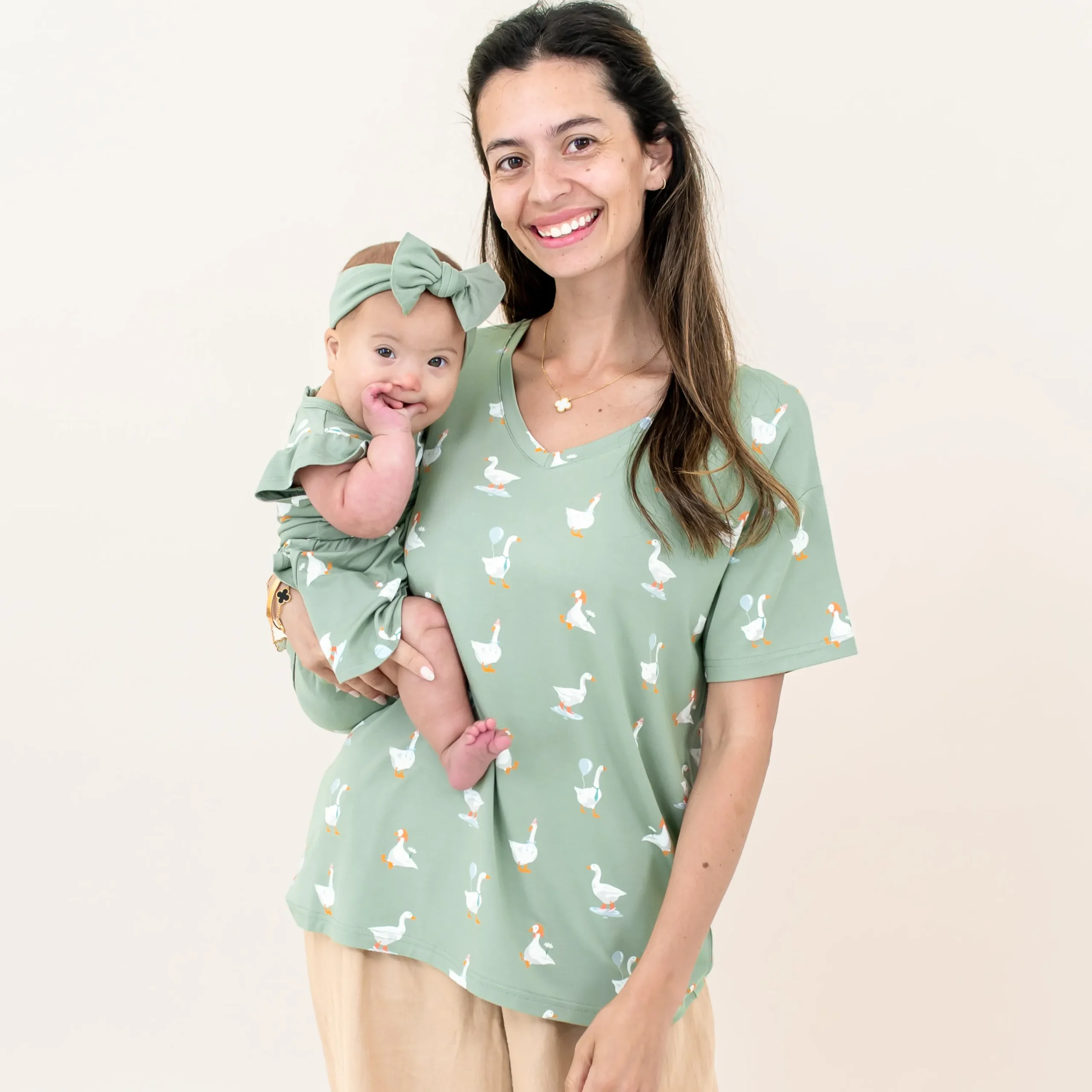 Kyte Baby Women's Relaxed Fit V-Neck in Silly Goose Clearance