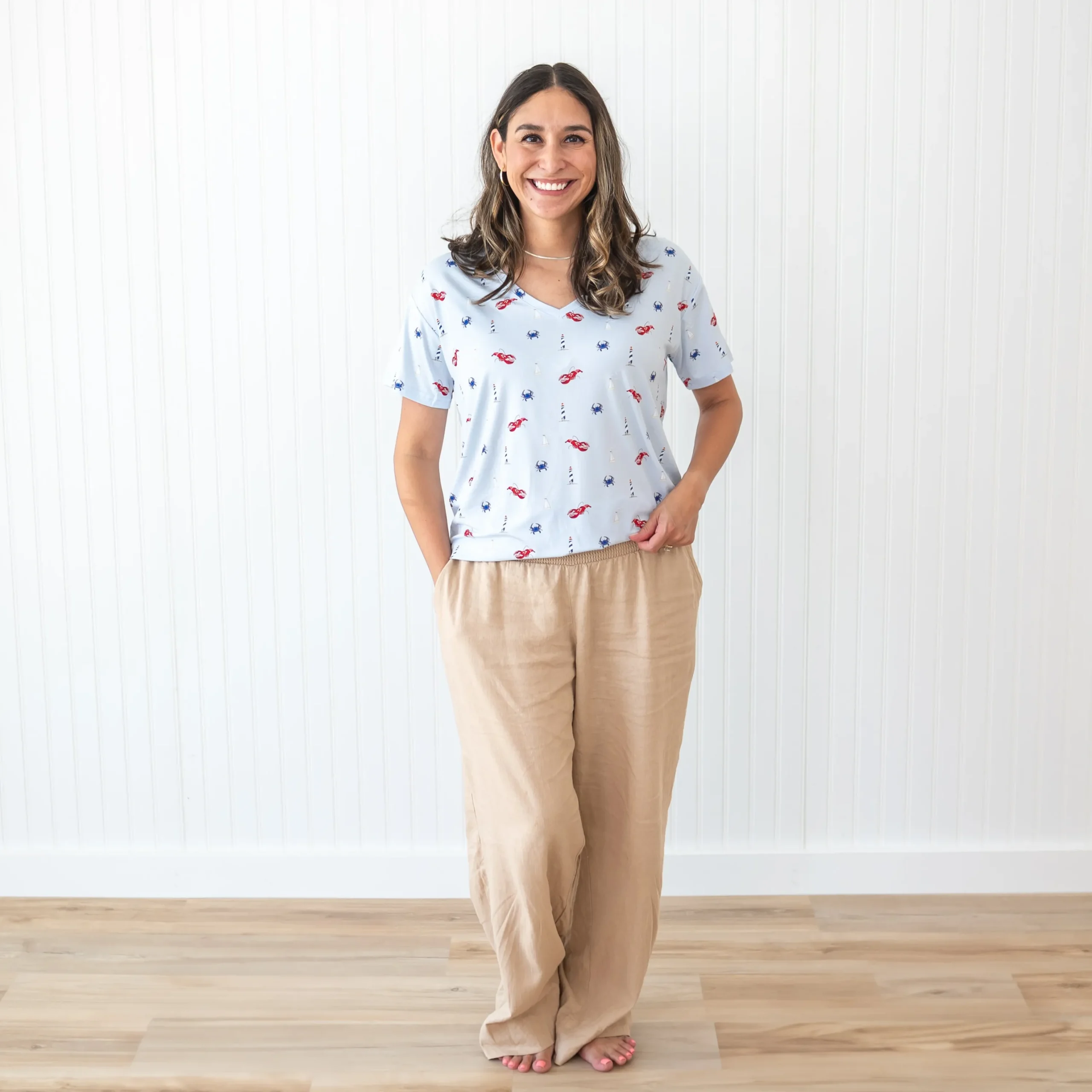 Kyte Baby Women's Relaxed Fit V-Neck in Harbor Discount